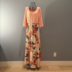 Floral Maxi Dress with Peach Top